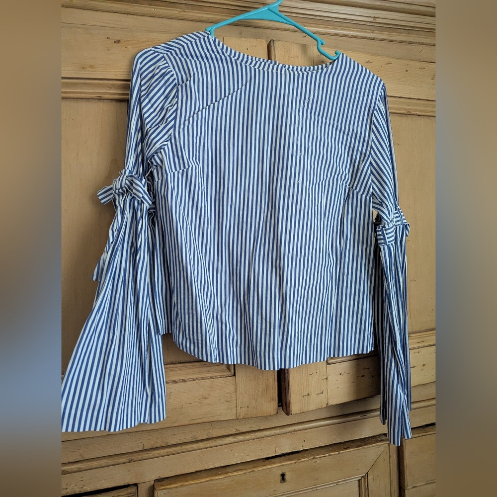 Catherine Women's Striped Wide Bell Sleeved Blouse